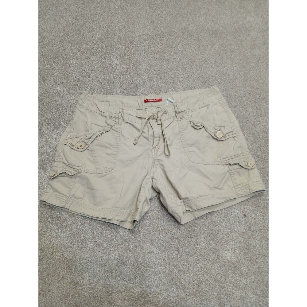 Y2K Indie Sleaze UNIONBAY Low Rise Cargo Shorts Sz 11 Khaki Cotton Utility 2000s - Picture 2 of 12